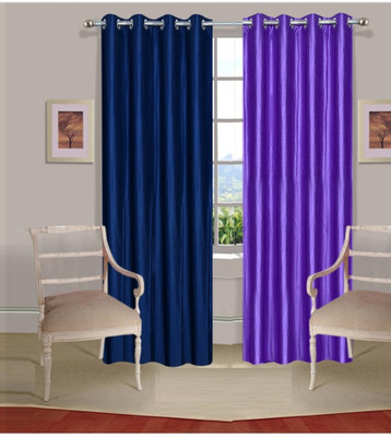 56% OFF on Fogg Polyester Blue, Purple Solid Tab Top Curtain