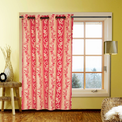 41% OFF on Kings Polycotton Pink Printed Eyelet Curtain