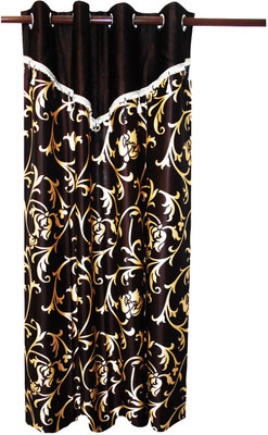 81% OFF on Zikrak Exim Polyester Brown Striped Eyelet Curtain