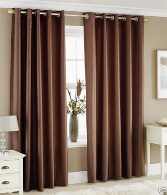 54% OFF on Optimistic Home Furnishing Polyester Brown Solid Tab Top Curtain