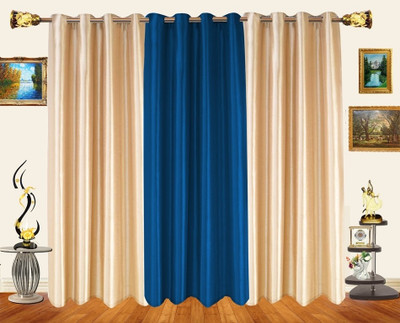 65% OFF on Decor Bazaar Polyester Beige Striped Eyelet Curtain