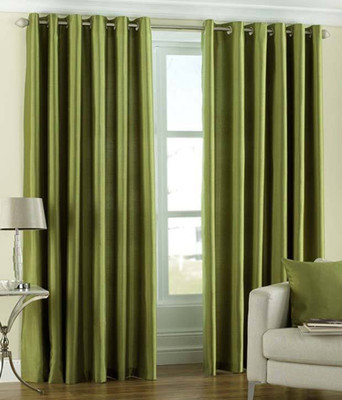 45% OFF on Madhav Product Polyester Green Solid Eyelet Door Curtain((213 cm in Height, Pack of 2))