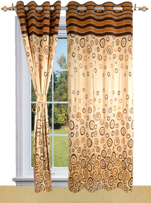 50% OFF on Shandar Polyester Coffee Geometric Eyelet Curtain