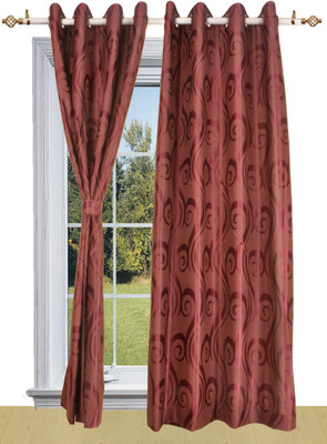 50% OFF on Shandar Polyester Maroon Geometric Eyelet Curtain