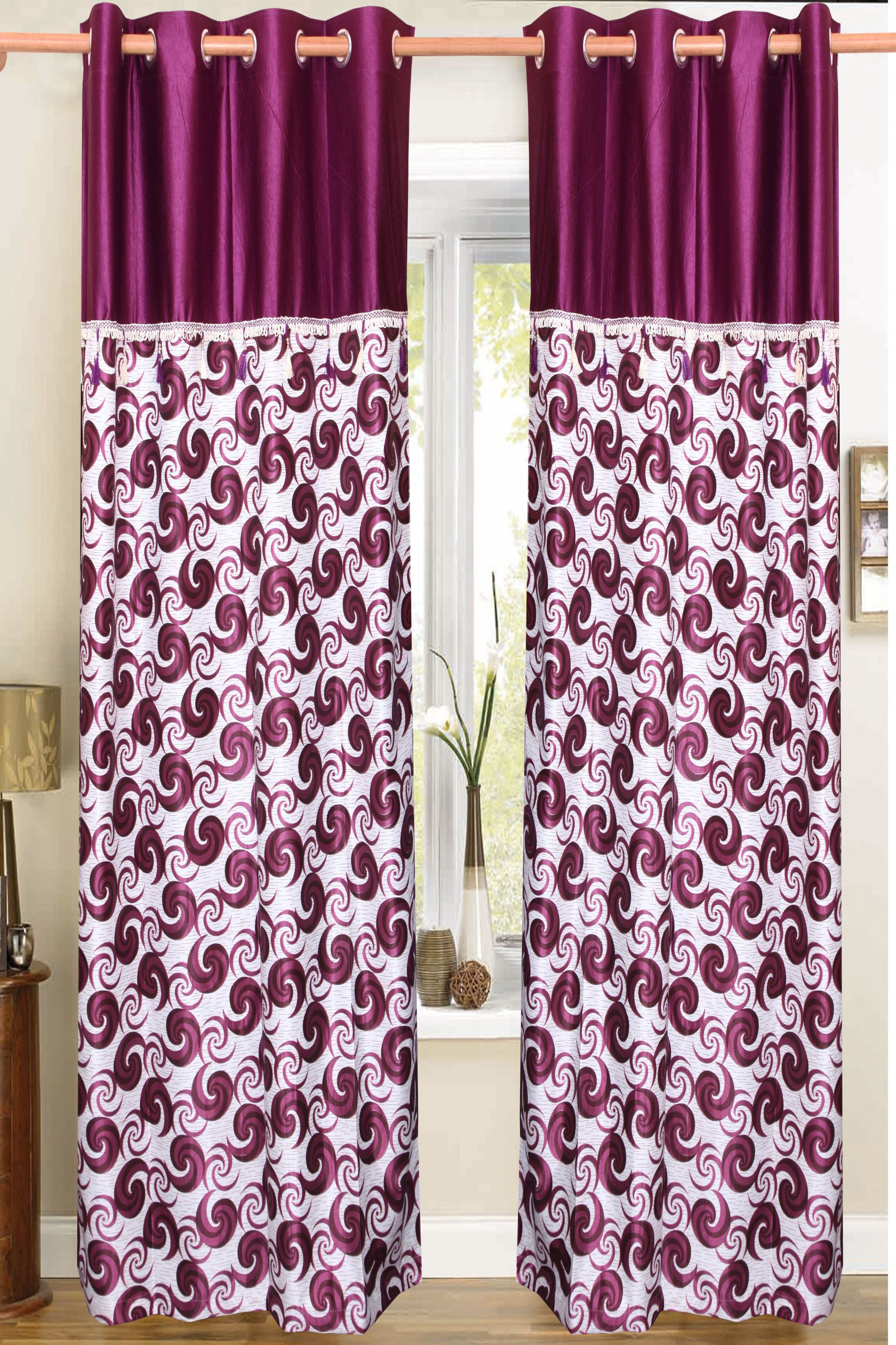 50% OFF on Vrinda Polyester Purple Printed Eyelet Curtain