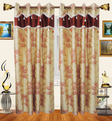 50% OFF on Decor Bazaar Polyester Orange Damask Eyelet Curtain