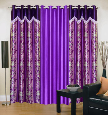 66% OFF on IWS Polyester Multicolor Solid Eyelet Curtain