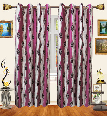 57% OFF on Decor Bazaar Polyester Pink Printed Eyelet Curtain