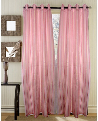 31% OFF on Handloomhub Polyester Pink Solid Eyelet Curtain