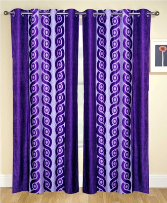 45% OFF on Fresh From Loom Polycotton Purple Self Design Eyelet Curtain