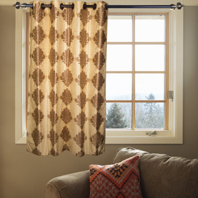 37% OFF on Kings Polycotton Beige Striped Eyelet Curtain