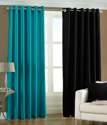 38% OFF on Handloomhub Polyester Multicolor Solid Tab Top Curtain