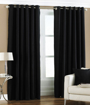 64% OFF on Decor Vatika Polyester Black Abstract Eyelet Curtain
