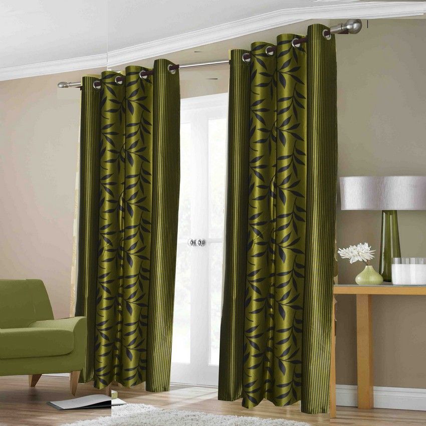 31% OFF on FabBig Polyester Green Floral Eyelet Curtain