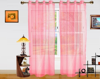 2% OFF on Dekor World Polyester Pink Printed Eyelet Curtain