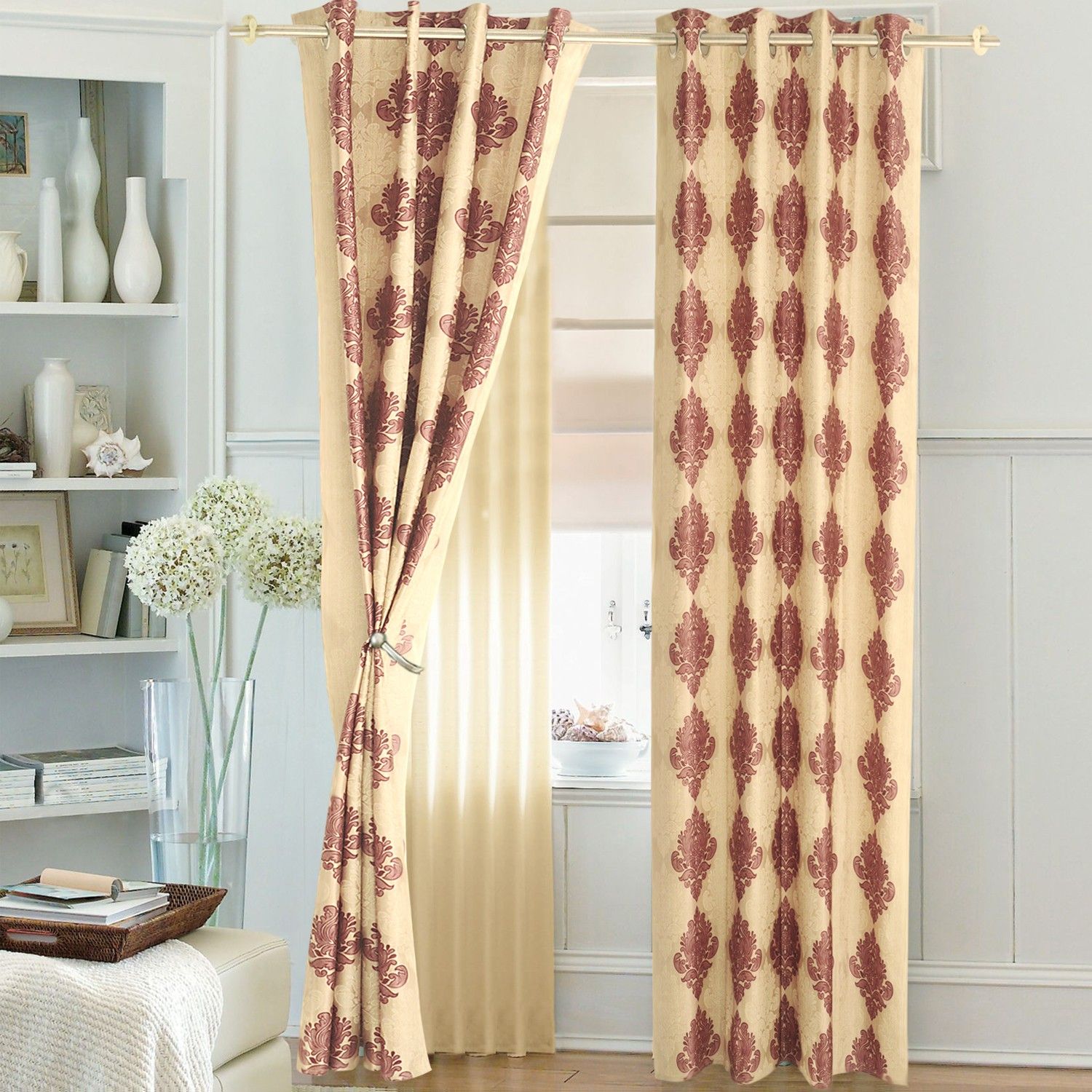 65% OFF on Ahmedabad Cotton Polyester Maroon Floral Eyelet Curtain