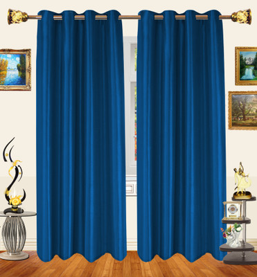 57% OFF on Decor Bazaar Polyester Dark Blue Solid Eyelet Curtain