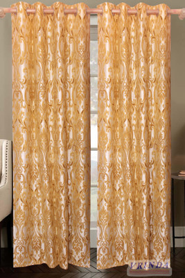 46% OFF on Vrinda Polycotton Multicolor Geometric Eyelet Curtain