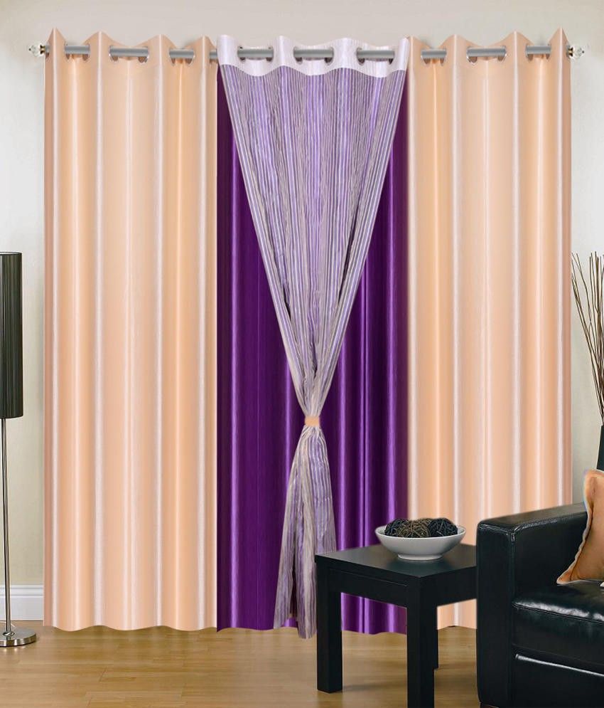 74% OFF on HomeZaara Polyester Multicolor Checkered Eyelet Curtain