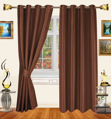 73% OFF on Decor Bazaar Polyester Brown Self Design Eyelet Curtain