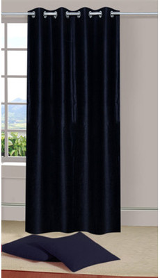 45% OFF on Handloomdaddy Polyester Black Geometric Eyelet Curtain