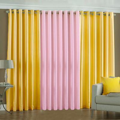 33% OFF on Pindia Polyester Multicolor Striped Eyelet Curtain