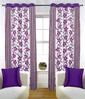 50% OFF on Fabutex Blends Purple Floral Eyelet Curtain