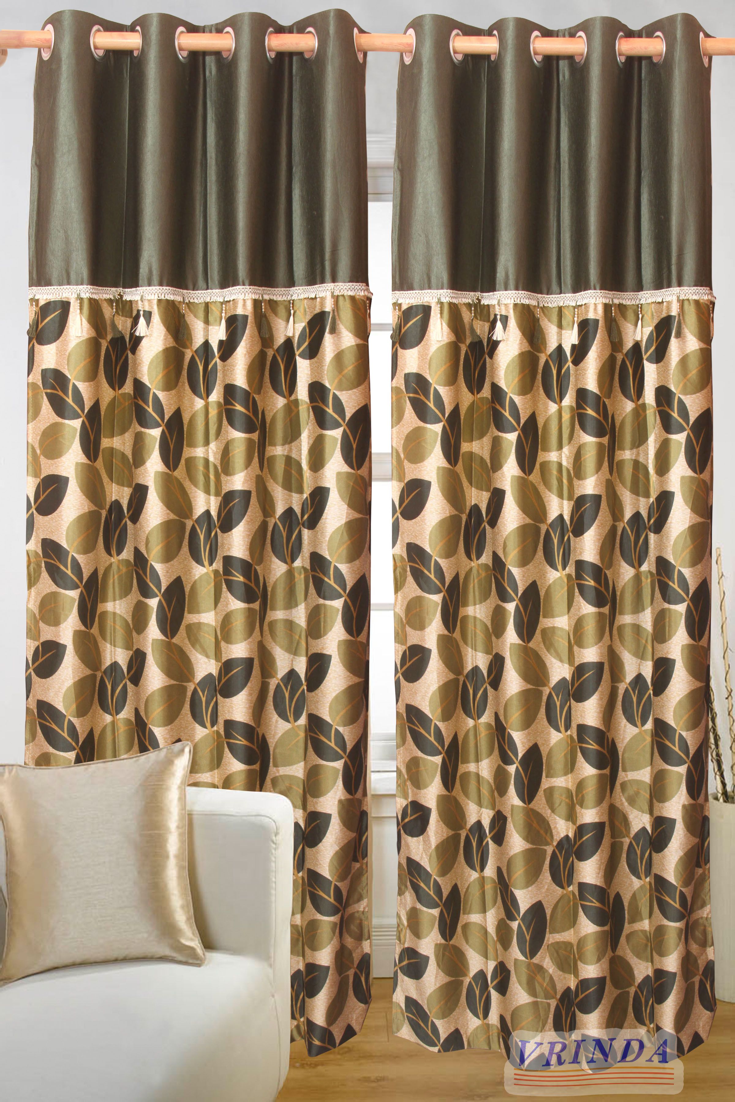 53% OFF on Vrinda Polyester Green Printed Eyelet Curtain