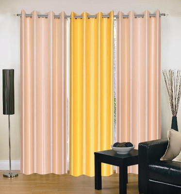 56% OFF on IWS Polyester Beige, Yellow Solid Eyelet Curtain