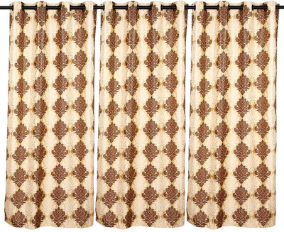 72% OFF on Zikrak Exim Polyester Brown Geometric Eyelet Curtain
