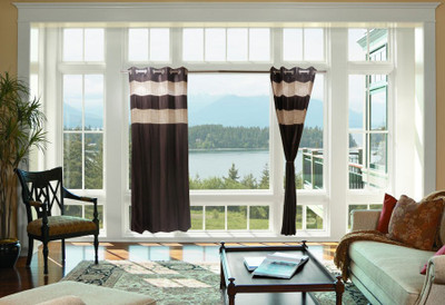 70% OFF on Furnishing Centre Polyester Dark Brown Striped Eyelet Curtain