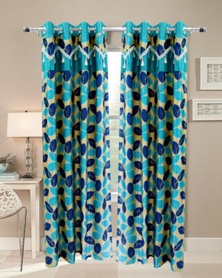 59% OFF on Homefab India Polyester Blue Damask Eyelet Curtain