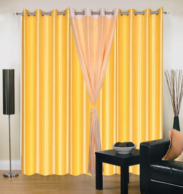 66% OFF on Shopgrab Polyester Yellow, Beige Solid Eyelet Curtain
