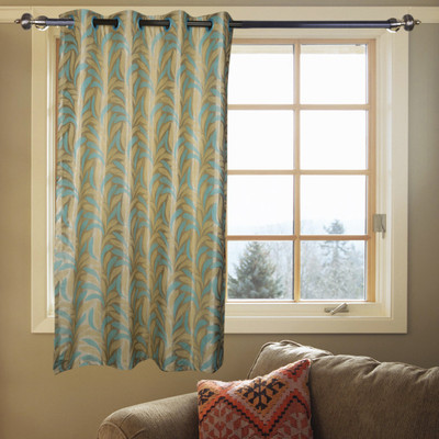 60% OFF on Kings Polycotton Blue Geometric Tab Top Curtain