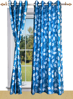 50% OFF on Shandar Polyester Dark Blue Polka Eyelet Curtain