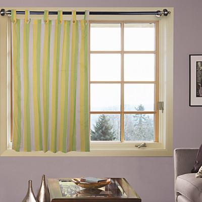 47% OFF on Kings Polyester Green Striped Eyelet Curtain