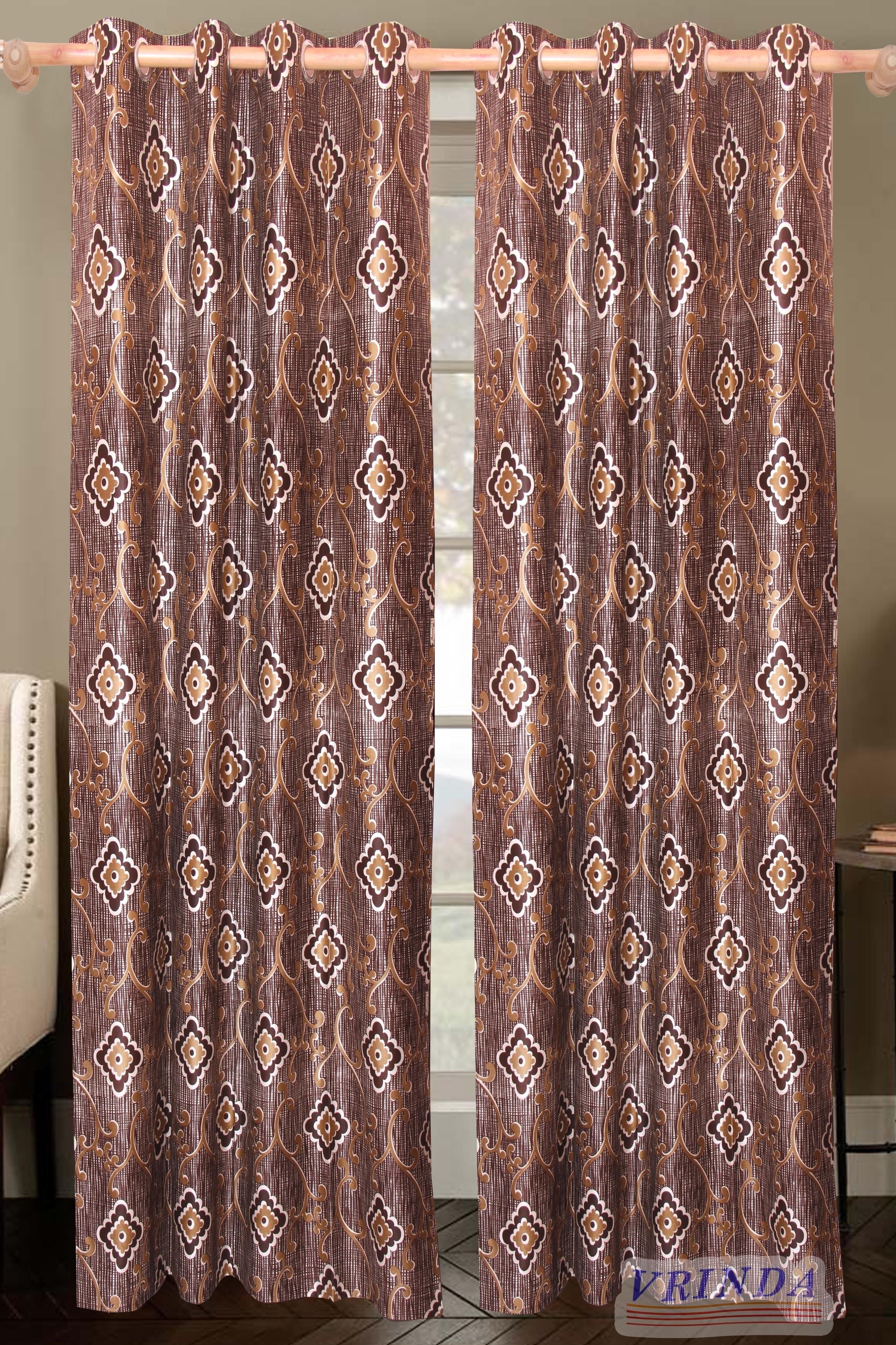 40% OFF on Vrinda Polycotton Brown Solid Eyelet Curtain