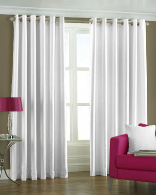 33% OFF on Pindia Polyester White Striped Eyelet Curtain