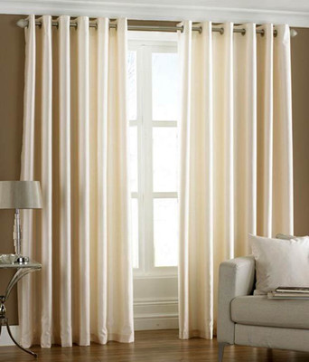 66% OFF on HomeZaara Polyester Beige Solid Eyelet Curtain