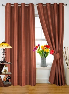 60% OFF on Dekor World Polyester Brown Floral Eyelet Curtain