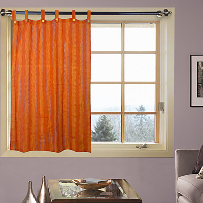 50% OFF on Kings Polyester Orange Striped Eyelet Curtain