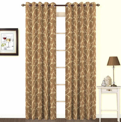 10% OFF on Skipper Polyester, Viscose, Blends Brown Floral Eyelet Curtain