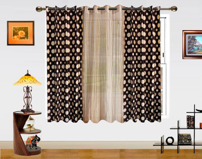 Dekor World Polka Dots And Sheer Combo Window Curtain