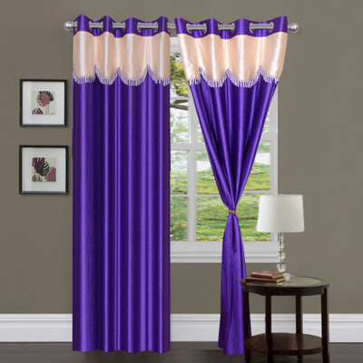 62% OFF on Shopgrab Polyester Purple, Beige Solid Eyelet Curtain