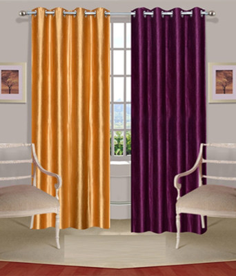 68% OFF on Fogg Polyester Multicolor Solid Tab Top Curtain