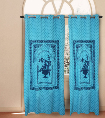 40% OFF on House This Cotton Blue Printed Eyelet Curtain