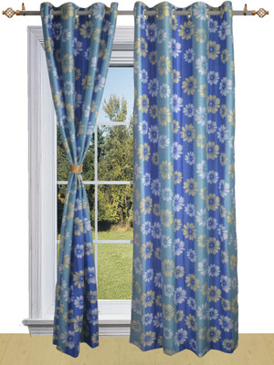 50% OFF on Shandar Polyester Light Blue Damask Eyelet Curtain
