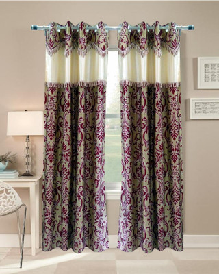 61% OFF on Homefab India Polyester Pink, Beige Geometric Eyelet Curtain