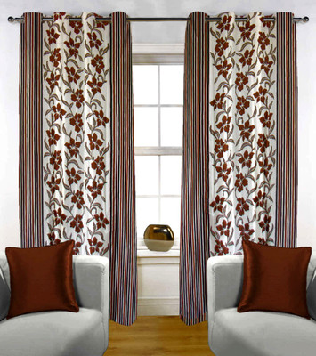 50% OFF on Kings Polycotton Brown Printed Eyelet Curtain