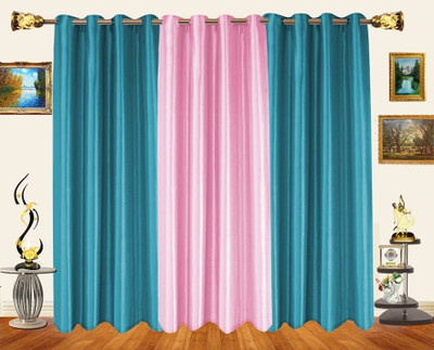 Decor Bazaar Polyester Light Blue Self Design Eyelet Curtain Decor Bazaar Polyester Light Blue Self Design Eyelet Curtain